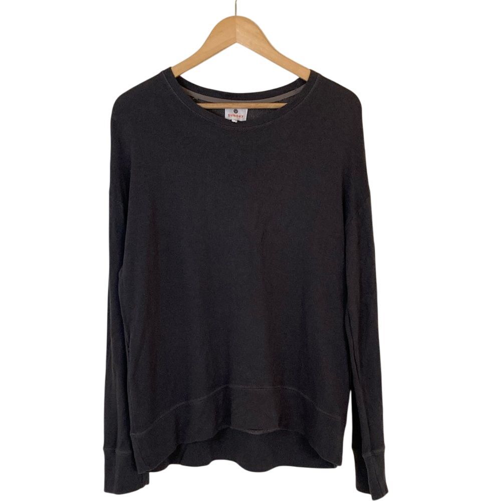 SUNDRY Womens Pullover Sweatshirt Grey Size 1 Small Basic Minimalist